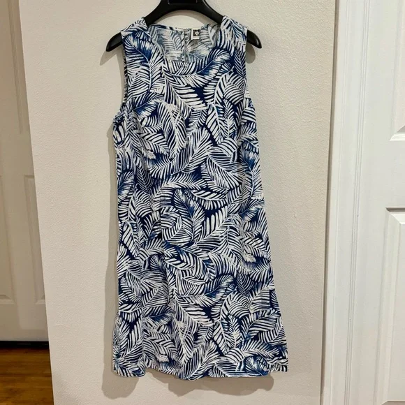 anne klein blue and white dress Anne Klein Linen-Blend Midi Dress main image 0